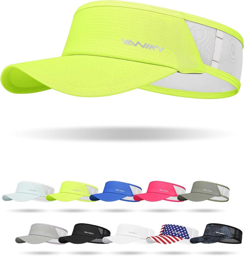YANIKY Sports Sun Visor Hats for Women Men Lightweight Breathable Cooling Stretchy Visors Foldable UPF 50+ for Running Tennis Golf - Image 1
